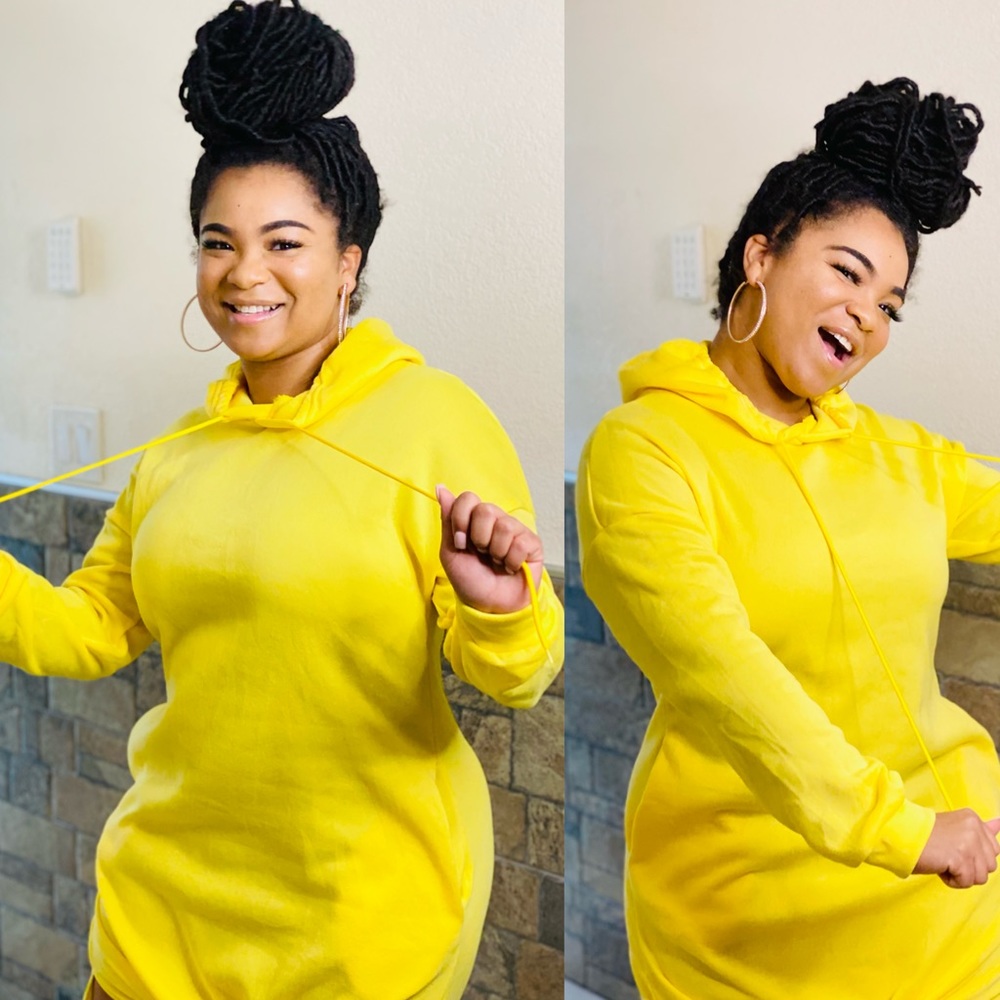 NWT HOODIE DRESS [YELLOW] - Picture 3 of 11